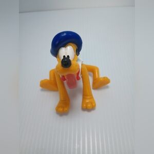 Disney Pluto Dog w Beret Hat Poseable Figure Toy. McDonald's. Vintage.